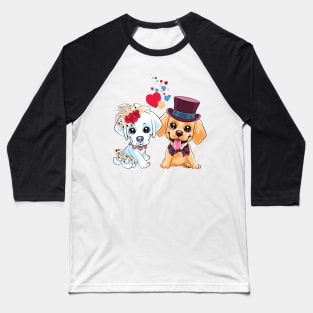 Lovers cute cartoon labrador retriever dogs Baseball T-Shirt